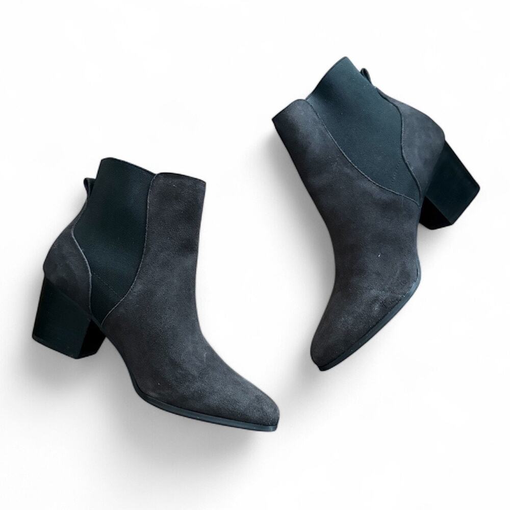 Market & Spruce Lily Stretch Gore Suede Bootie Dark Gray Chelsea Boot Size 9.5
